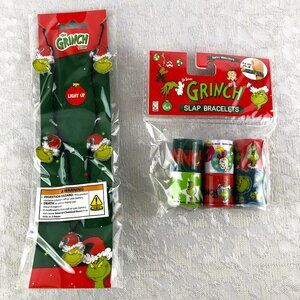 The Grinch Dr. Seuss Light-Up Necklace & 6 Slap Bracelets – Rare Holiday Set NWT
